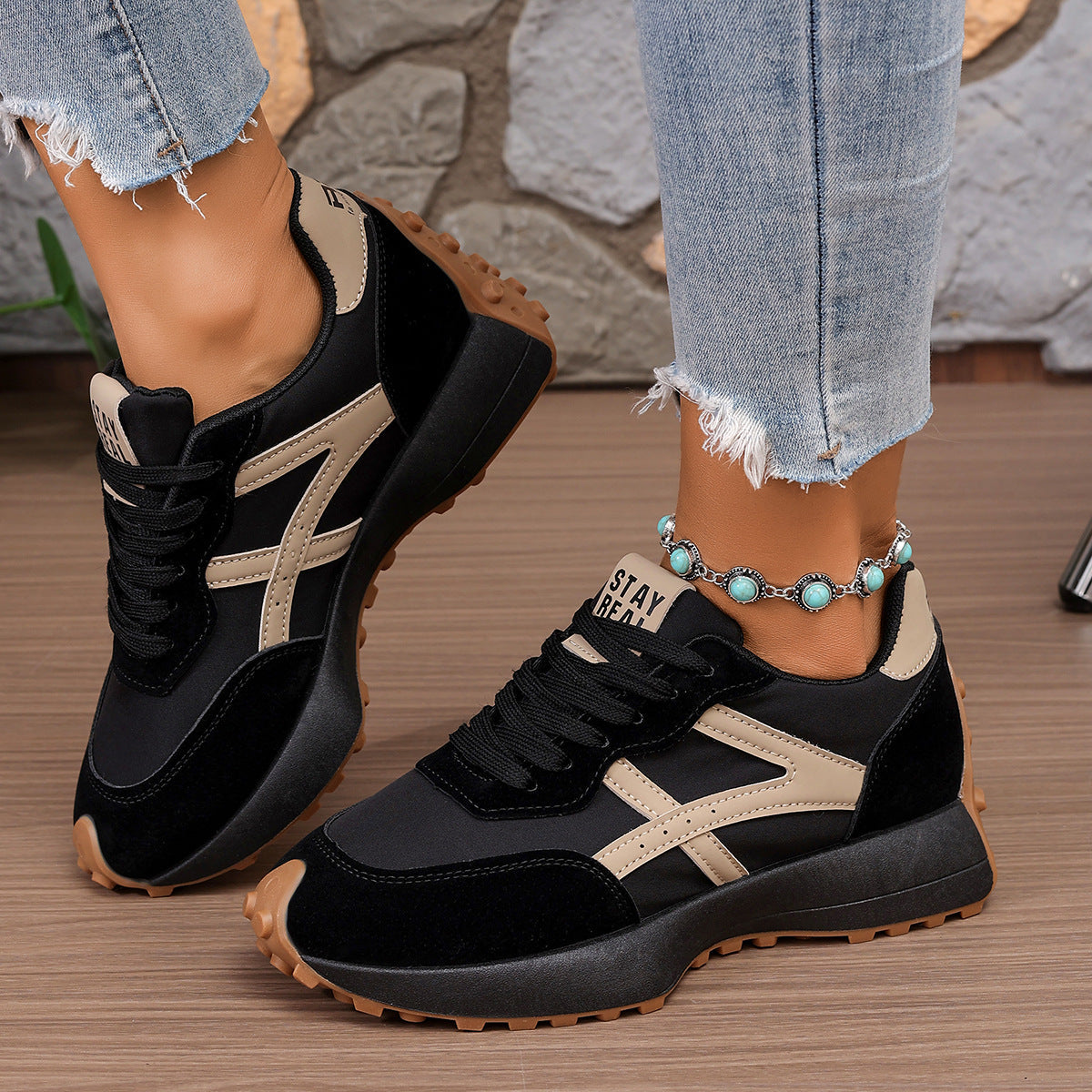Women's Chunky Platform Sneakers – 3.5CM Thick Sole Casual Lace-Up Shoes