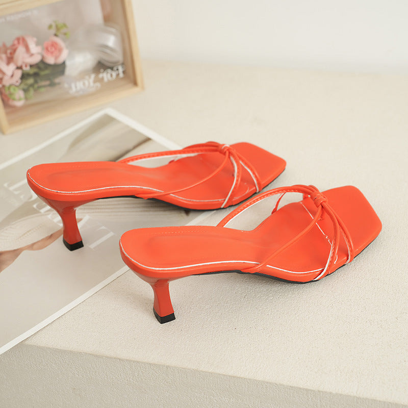 Square Toe Kitten Heel Mules with Bow Knot – 7CM Heel