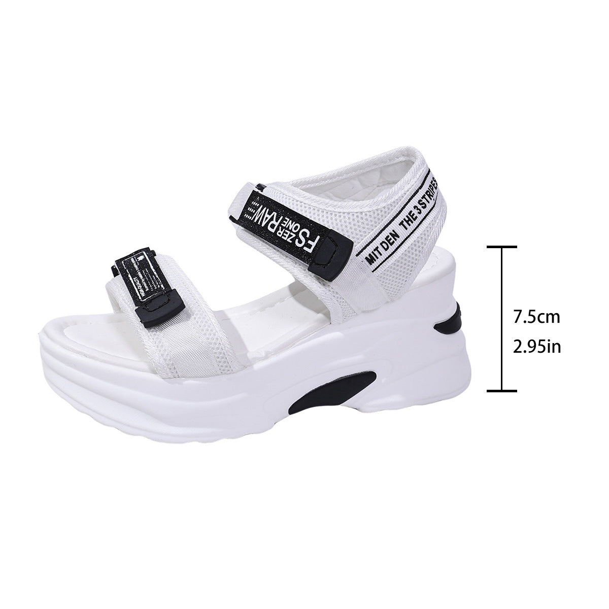 7.5cm Platform Sport Sandals - Comfy Velcro Summer Shoes