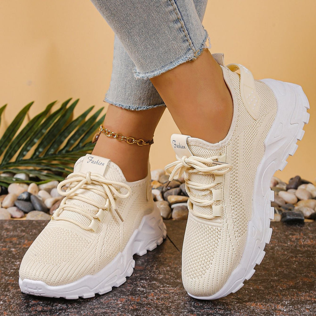 Lightweight Breathable Knit Chunky Sneakers – Women’s Platform Dad Shoes
