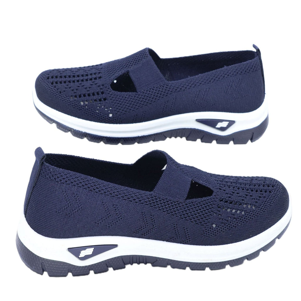 Breathable Knit Slip-On Sneakers Women - Lightweight Mesh Walking Shoes with Cutout Design