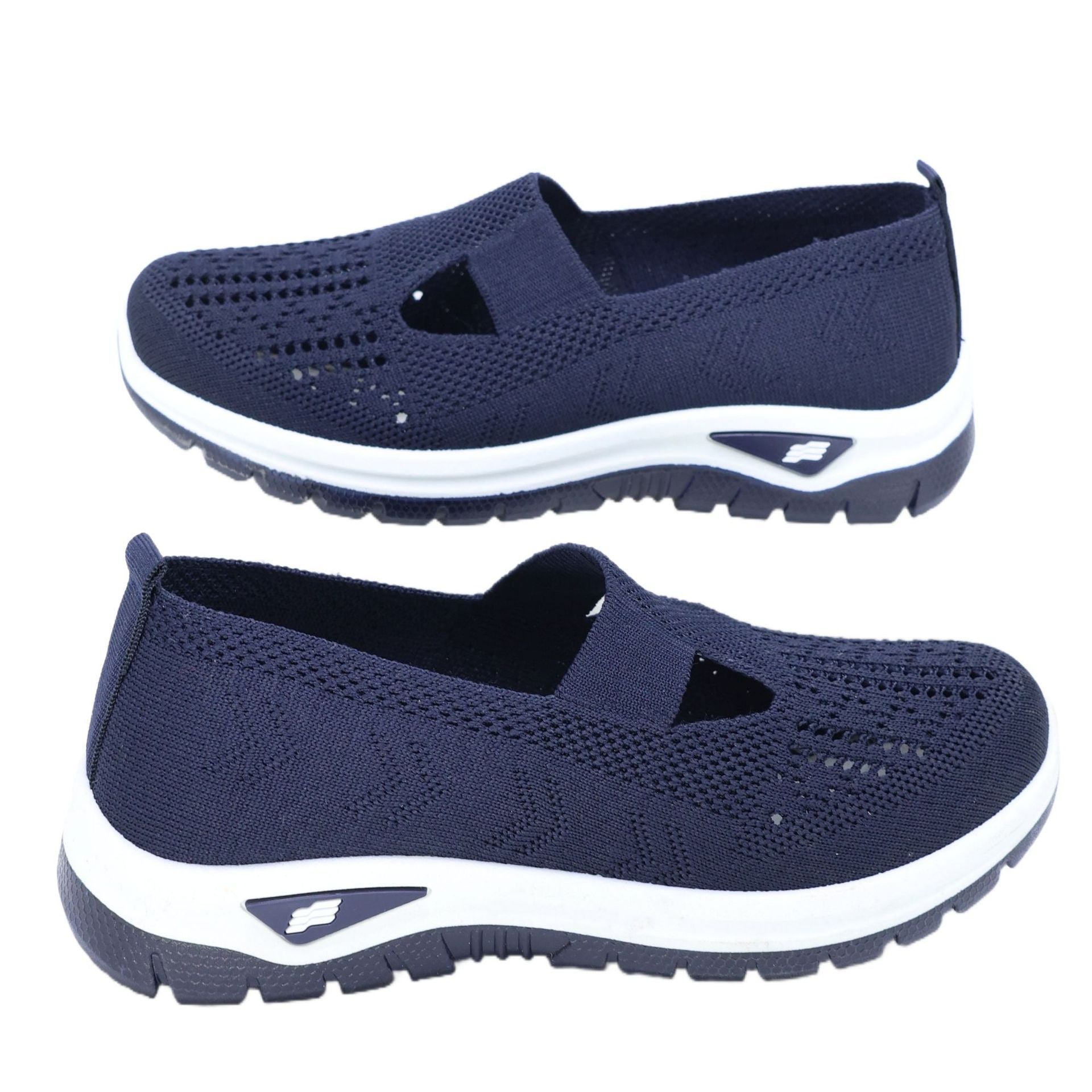 Breathable Knit Slip-On Sneakers Women - Lightweight Mesh Walking Shoes with Cutout Design