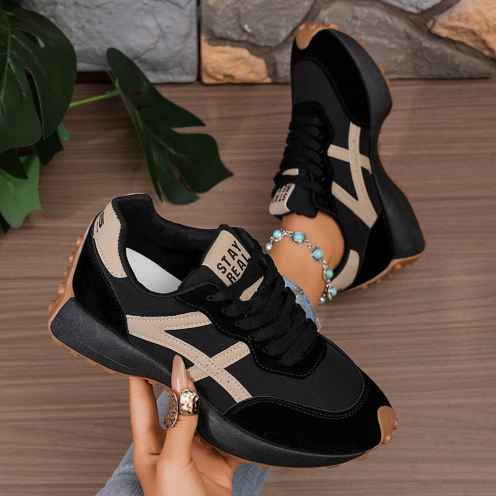 Women's Chunky Platform Sneakers – 3.5CM Thick Sole Casual Lace-Up Shoes