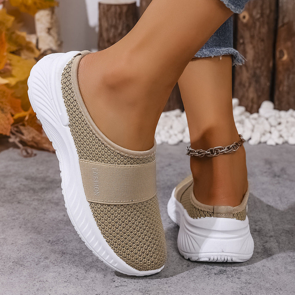 Women's Breathable Mesh Slip-On Sneakers - Lightweight Platform Casual Shoes
