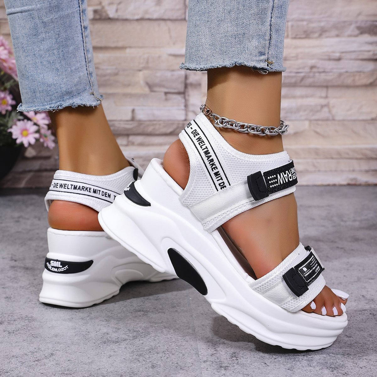 7.5cm Platform Sport Sandals - Comfy Velcro Summer Shoes