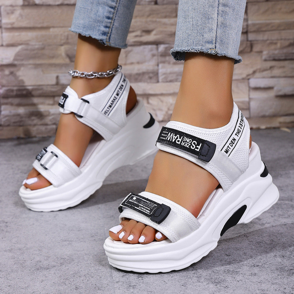 7.5cm Platform Sport Sandals - Comfy Velcro Summer Shoes