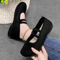 Women's Breathable Knit Mary Jane Flats - Comfortable Double Strap Mesh Ballet Flats
