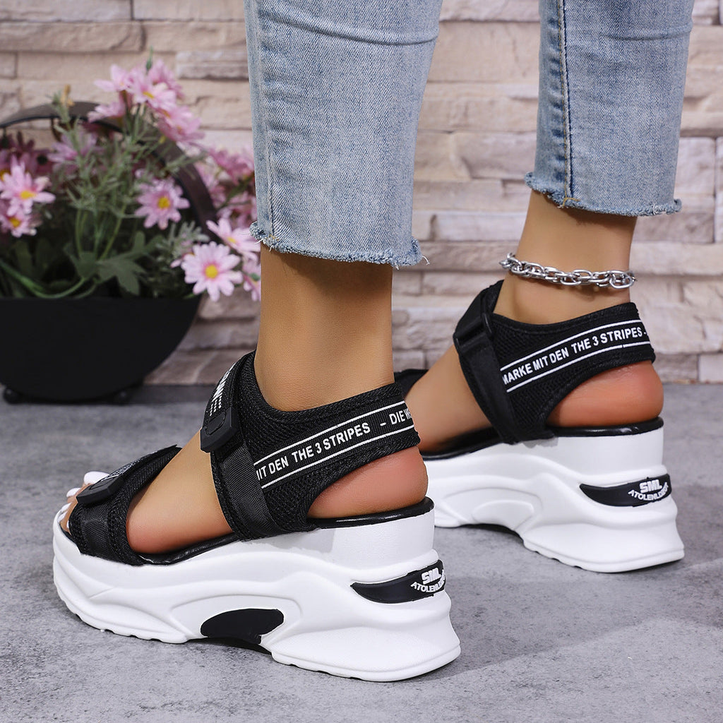 7.5cm Platform Sport Sandals - Comfy Velcro Summer Shoes