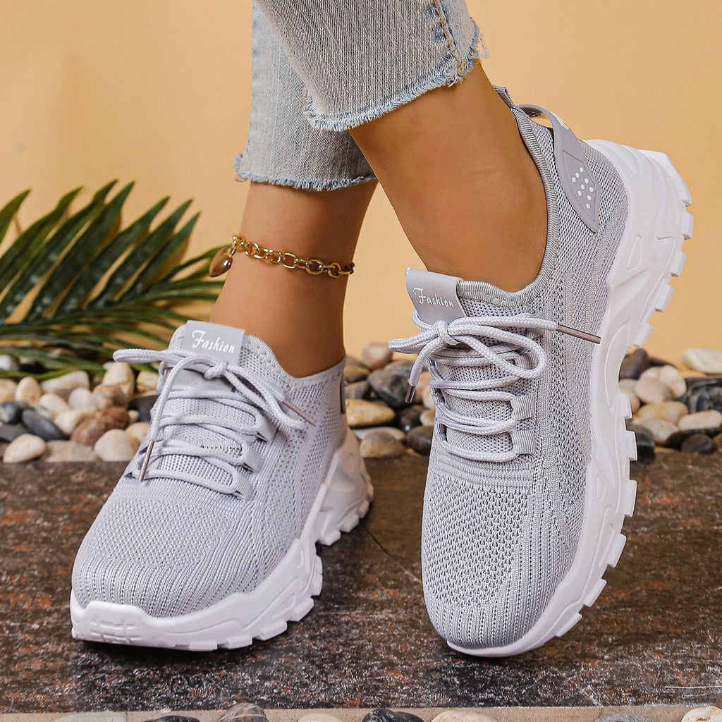 Lightweight Breathable Knit Chunky Sneakers – Women’s Platform Dad Shoes