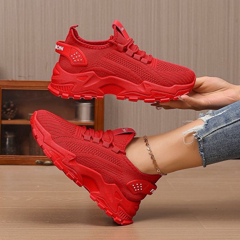 Lightweight Breathable Knit Chunky Sneakers – Women’s Platform Dad Shoes