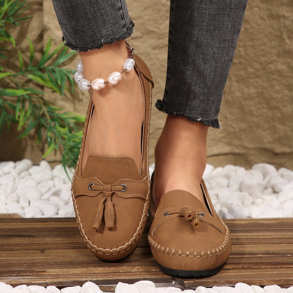 Casual Tassel Loafers for Women – Comfortable Suede Slip-On Flats