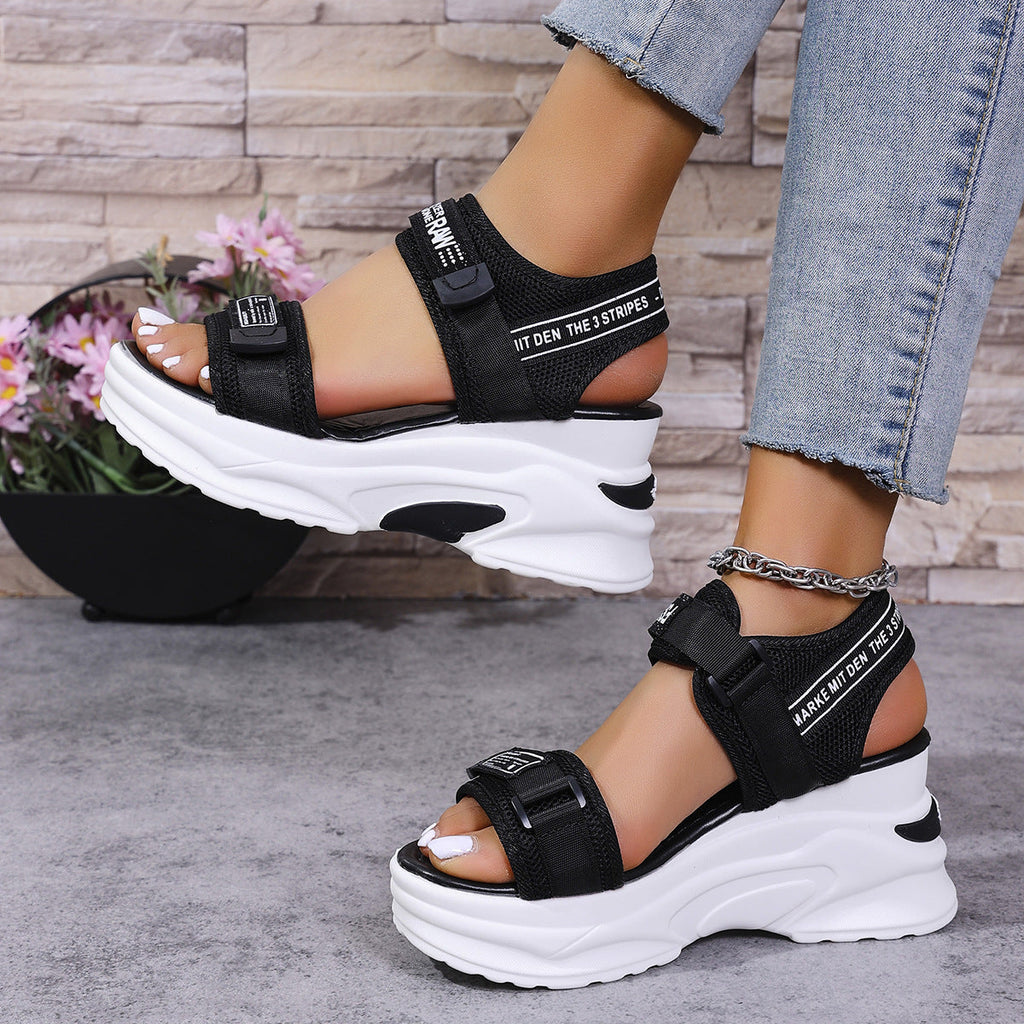 7.5cm Platform Sport Sandals - Comfy Velcro Summer Shoes