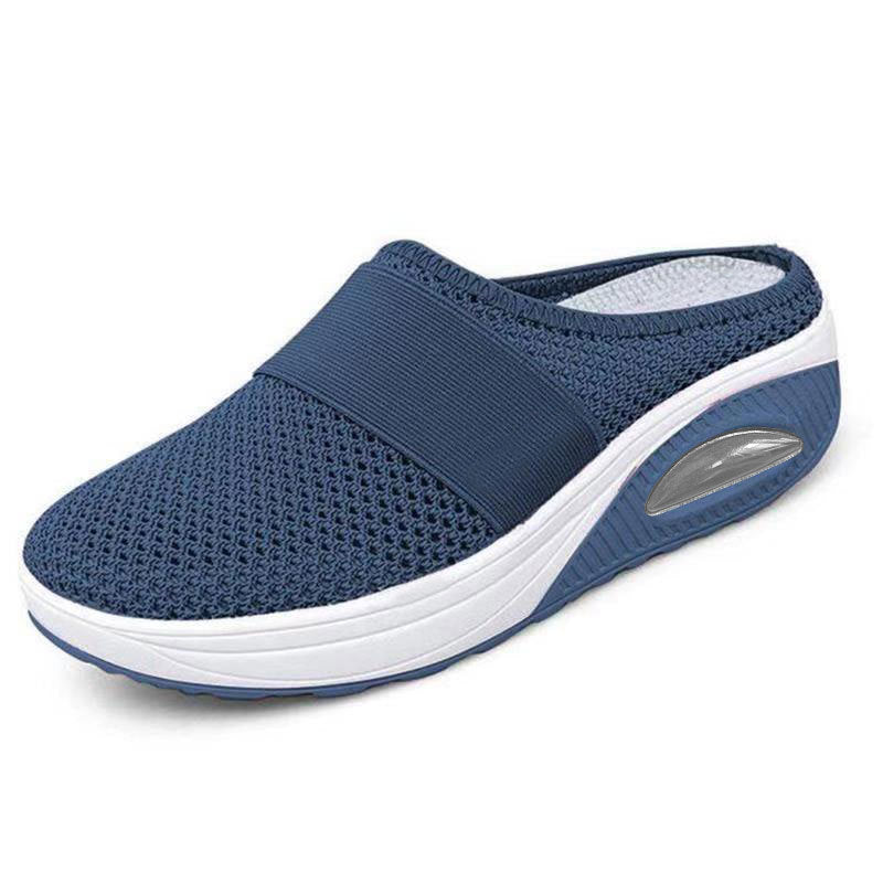 Women's Mesh Knit Slip-On Loafers - Comfortable Air Cushion Wedge Casual Shoes