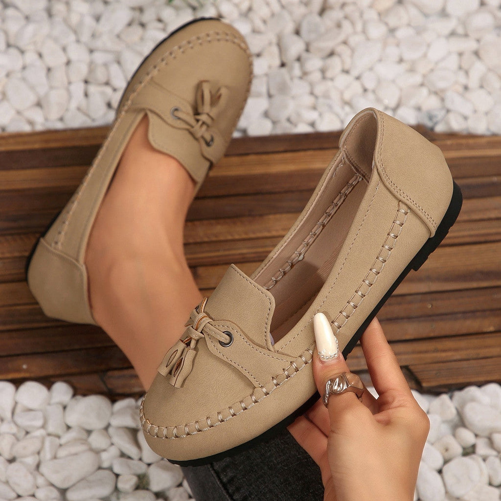 Casual Tassel Loafers for Women – Comfortable Suede Slip-On Flats