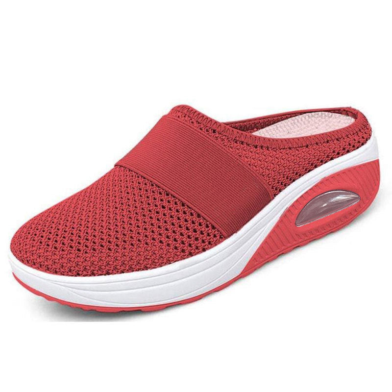 Women's Mesh Knit Slip-On Loafers - Comfortable Air Cushion Wedge Casual Shoes