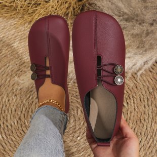 Classic Button Strap Comfort Flats – Casual Slip-On Loafers for Women