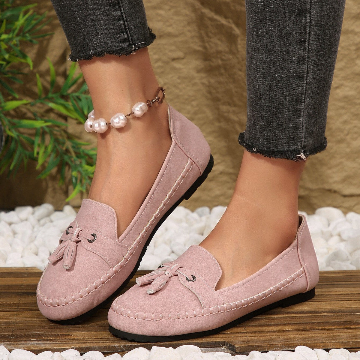 Casual Tassel Loafers for Women – Comfortable Suede Slip-On Flats