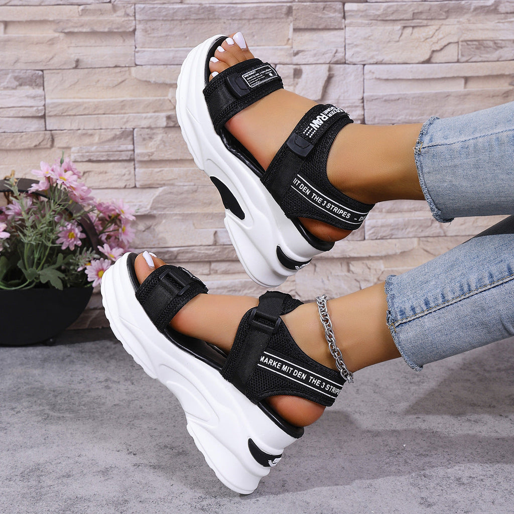 7.5cm Platform Sport Sandals - Comfy Velcro Summer Shoes