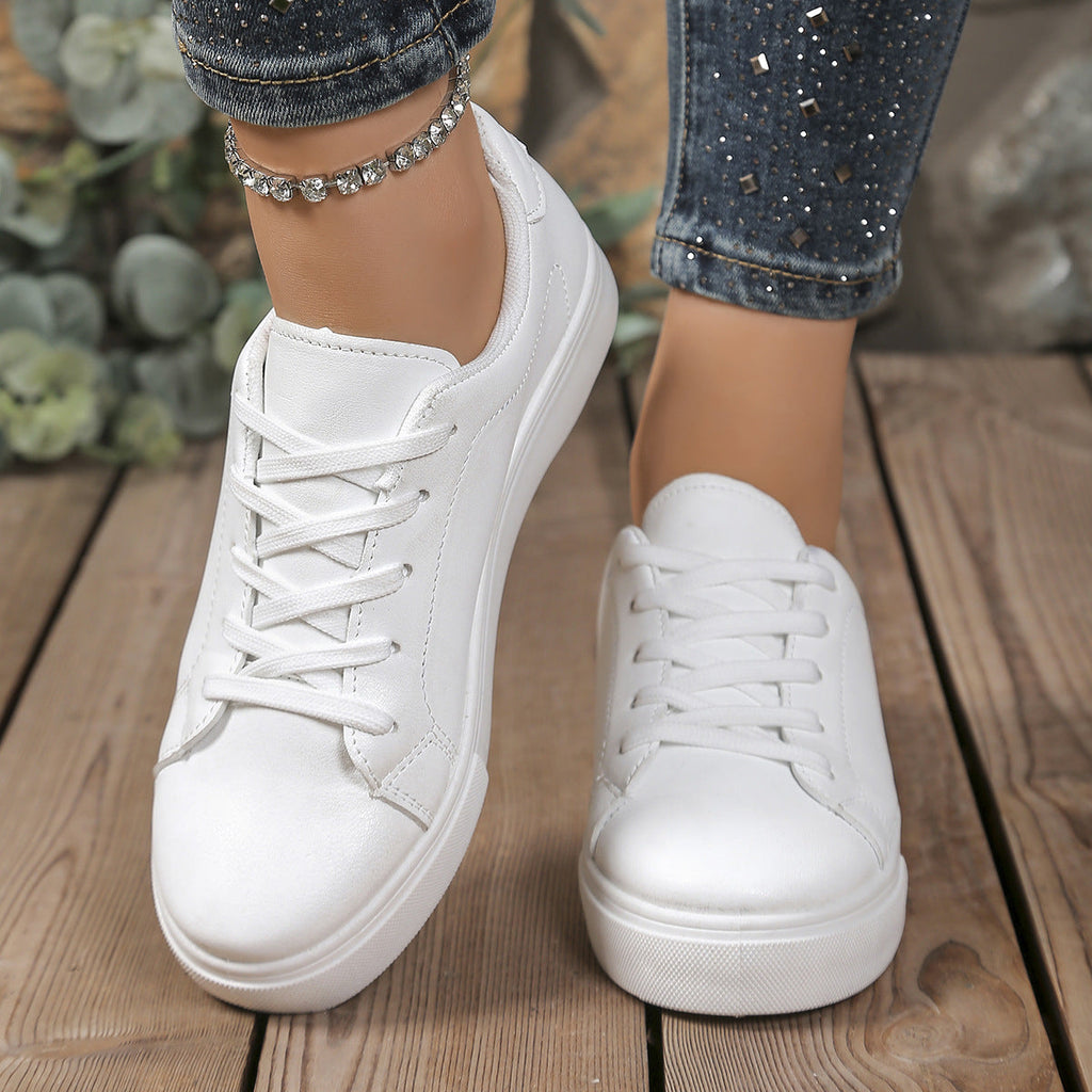 Women's Platform Lace-Up Sneakers - Casual Chunky Sole Comfort Shoes