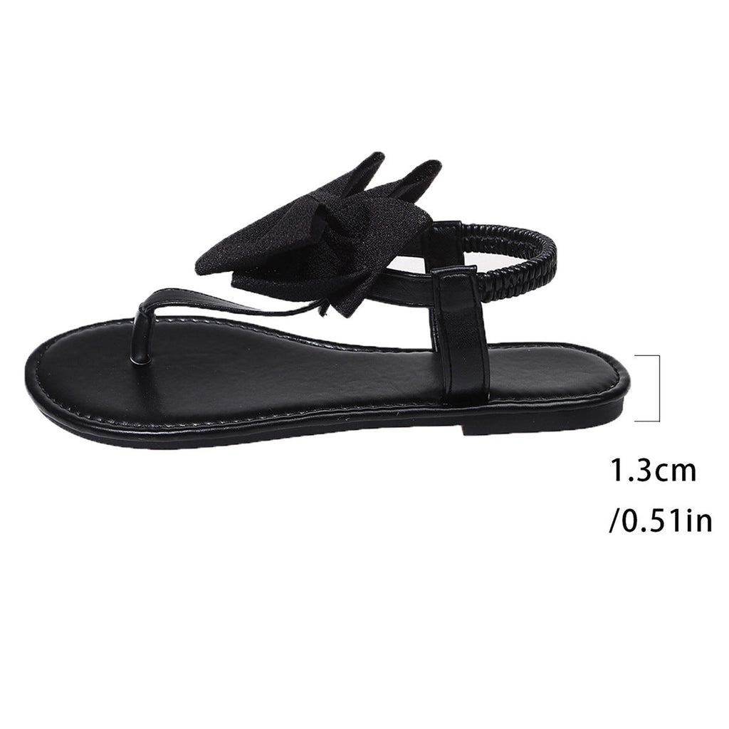 Women's Bowknot Flip Flops - Chic Large Bow Thong Sandals with Ankle Strap, Lightweight Summer Beach Shoes