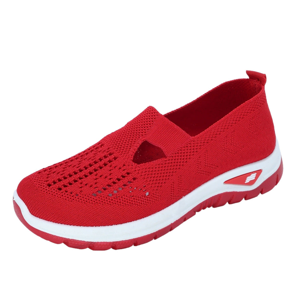 Breathable Knit Slip-On Sneakers Women - Lightweight Mesh Walking Shoes with Cutout Design