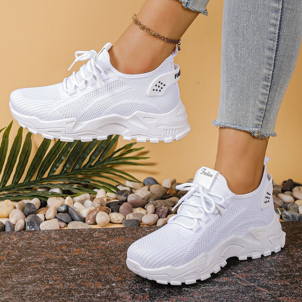 Lightweight Breathable Knit Chunky Sneakers – Women’s Platform Dad Shoes