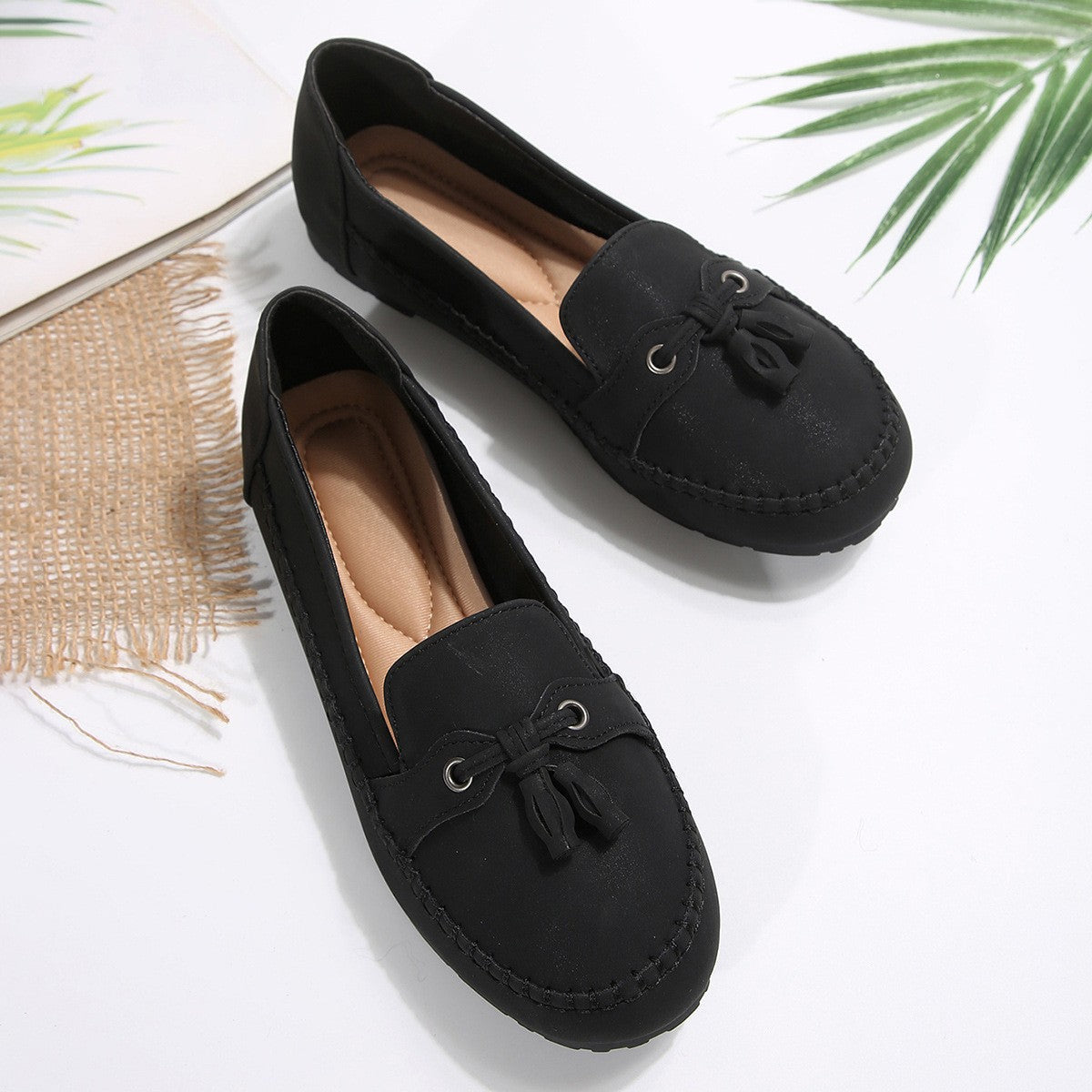 Casual Tassel Loafers for Women – Comfortable Suede Slip-On Flats