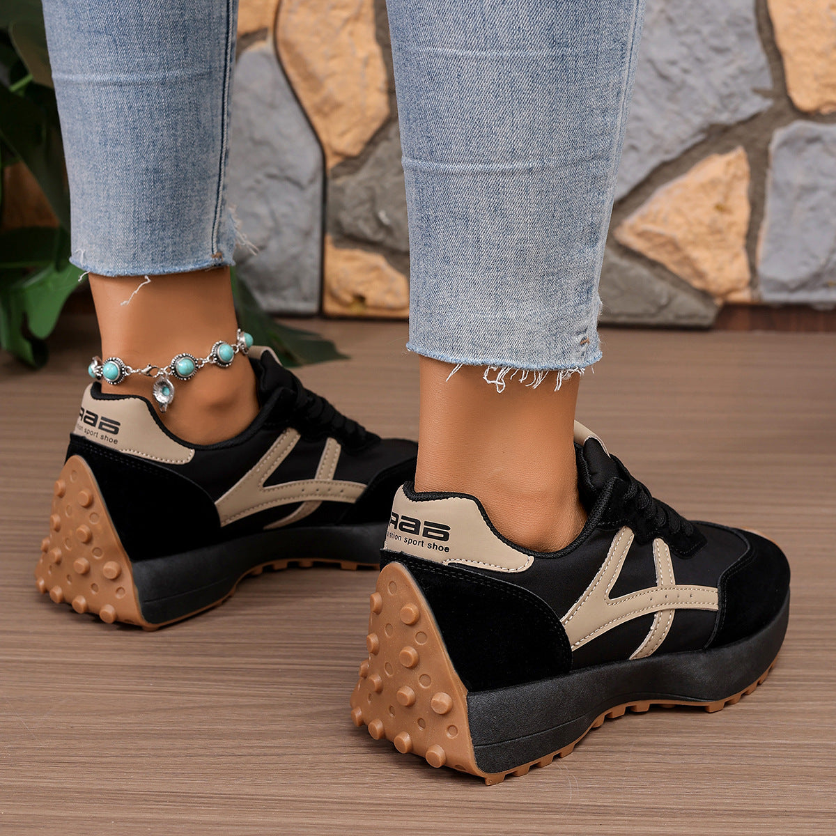 Women's Chunky Platform Sneakers – 3.5CM Thick Sole Casual Lace-Up Shoes