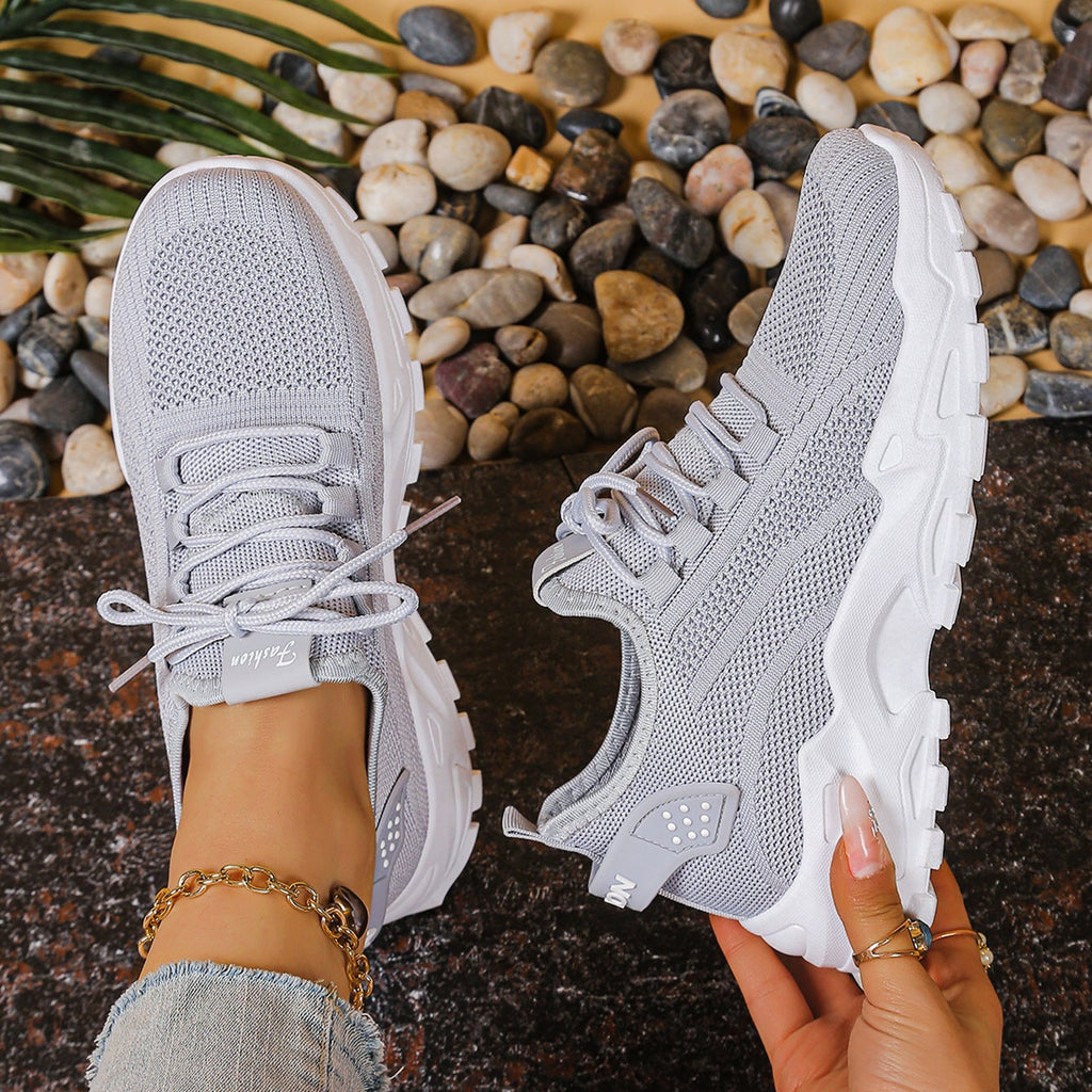 Lightweight Breathable Knit Chunky Sneakers – Women’s Platform Dad Shoes