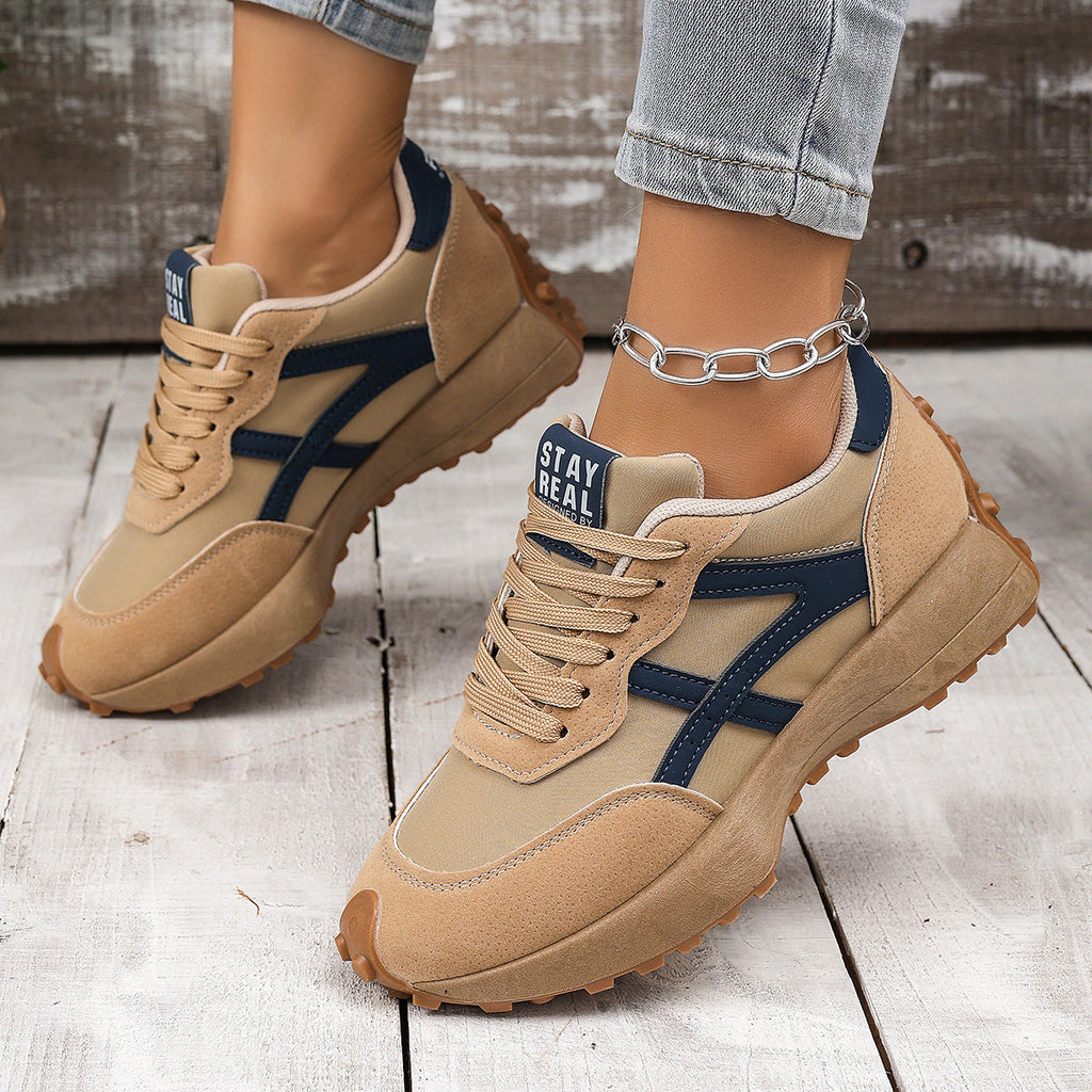 Women's Chunky Platform Sneakers – 3.5CM Thick Sole Casual Lace-Up Shoes