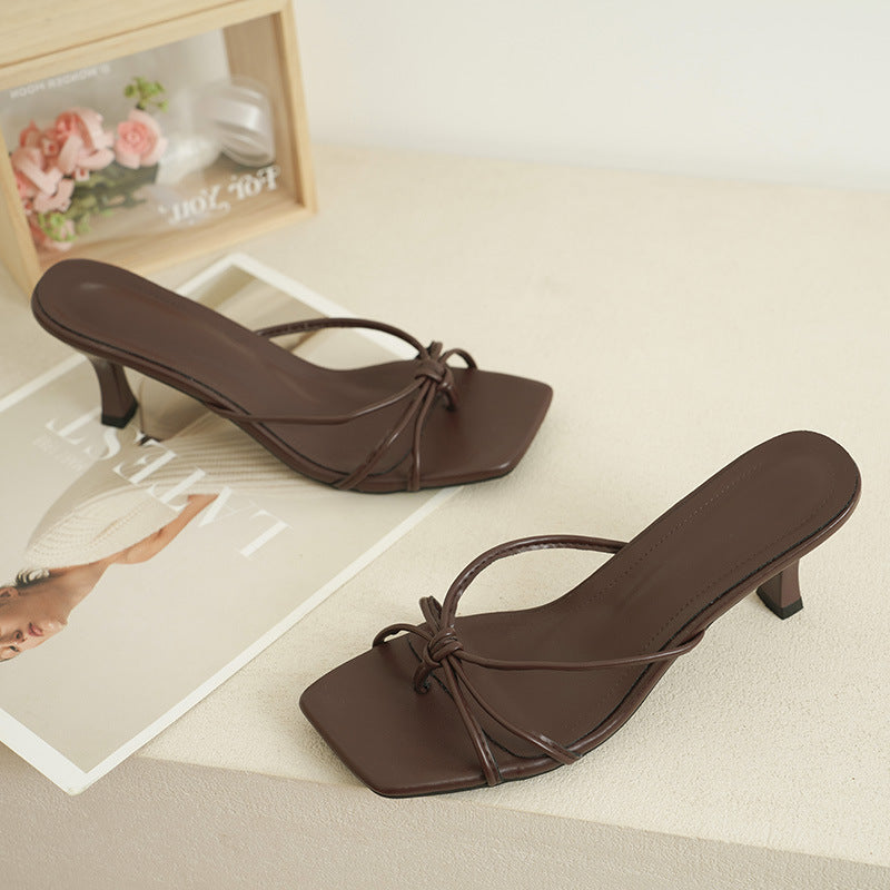 Square Toe Kitten Heel Mules with Bow Knot – 7CM Heel