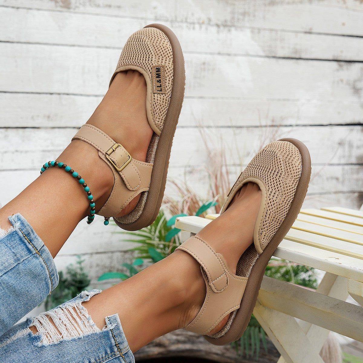 Breathable Mesh Buckle Ankle Strap Sandals - Comfort Flat Shoes
