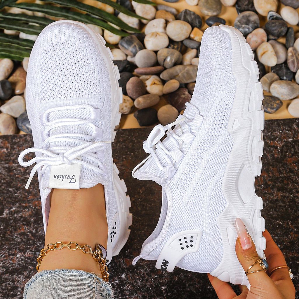 Lightweight Breathable Knit Chunky Sneakers – Women’s Platform Dad Shoes