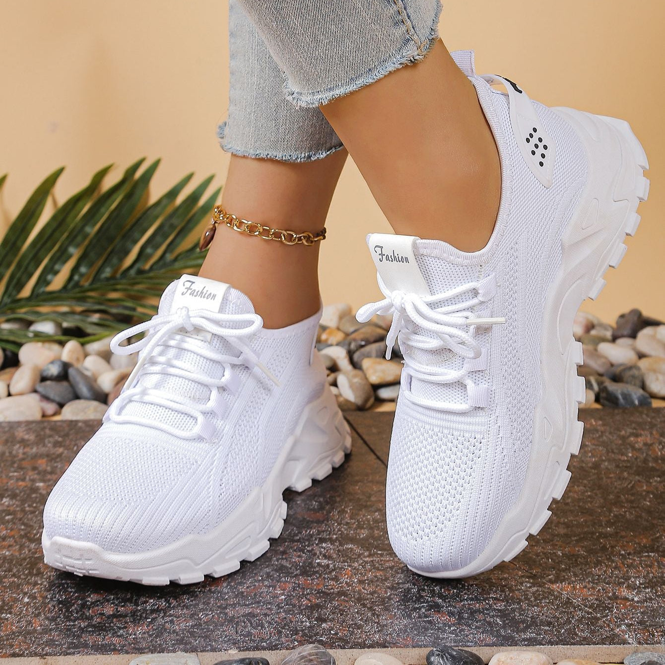 Lightweight Breathable Knit Chunky Sneakers – Women’s Platform Dad Shoes