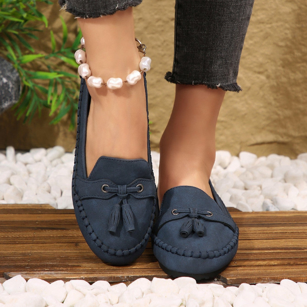 Casual Tassel Loafers for Women – Comfortable Suede Slip-On Flats