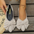 Women's Bow Pointed Toe Flats - Big Bow Suede Ballet Flats Comfortable Slip-On Pumps