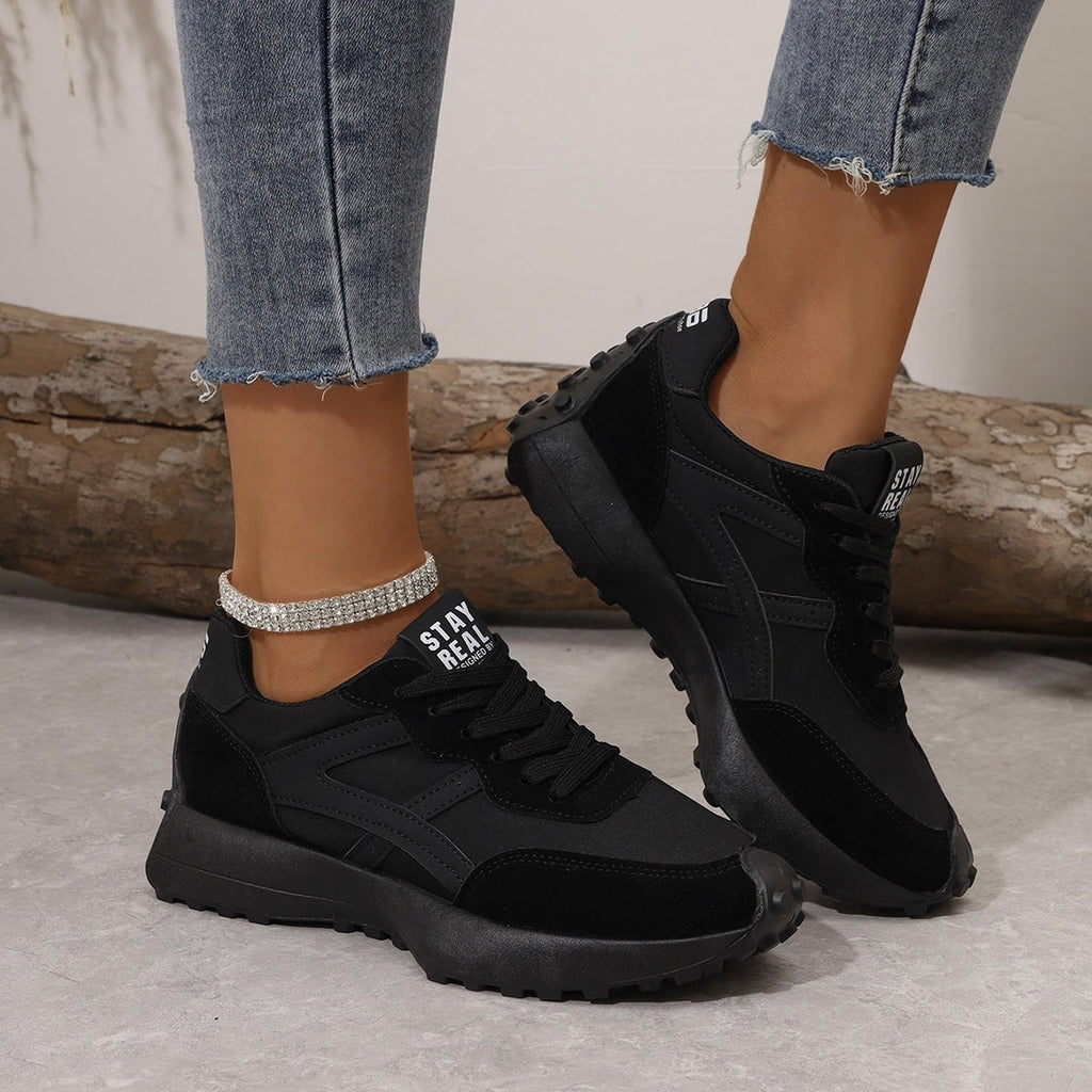 Women's Chunky Platform Sneakers – 3.5CM Thick Sole Casual Lace-Up Shoes