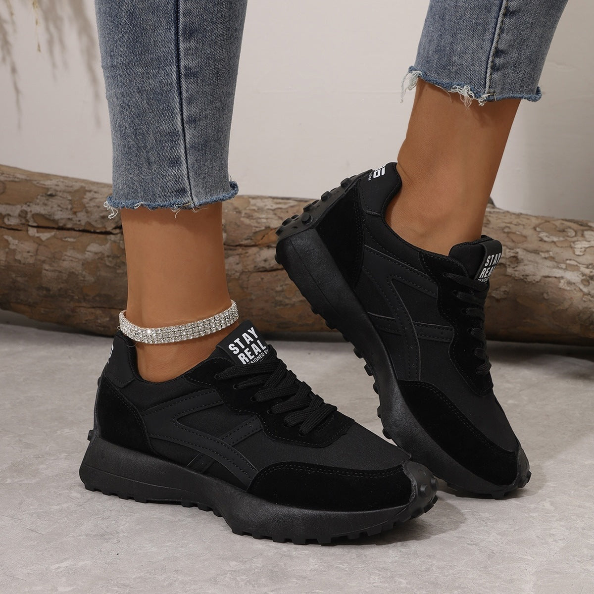 Women's Chunky Platform Sneakers – 3.5CM Thick Sole Casual Lace-Up Shoes