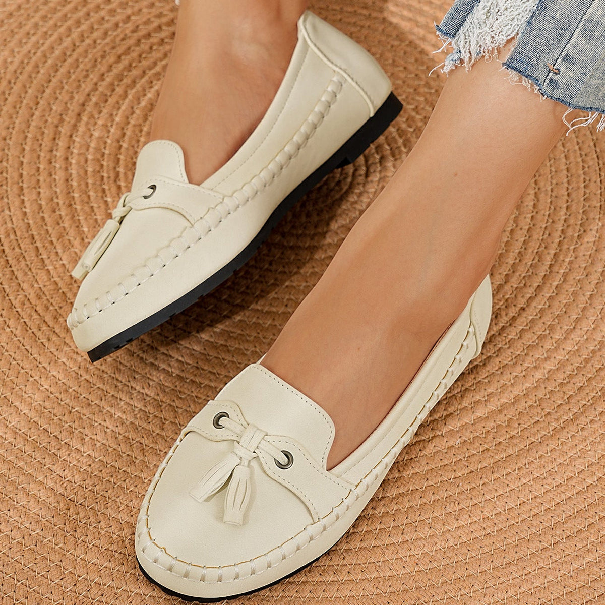Casual Tassel Loafers for Women – Comfortable Suede Slip-On Flats