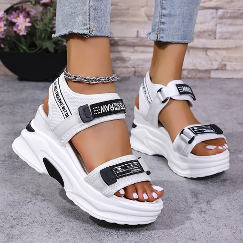 7.5cm Platform Sport Sandals - Comfy Velcro Summer Shoes