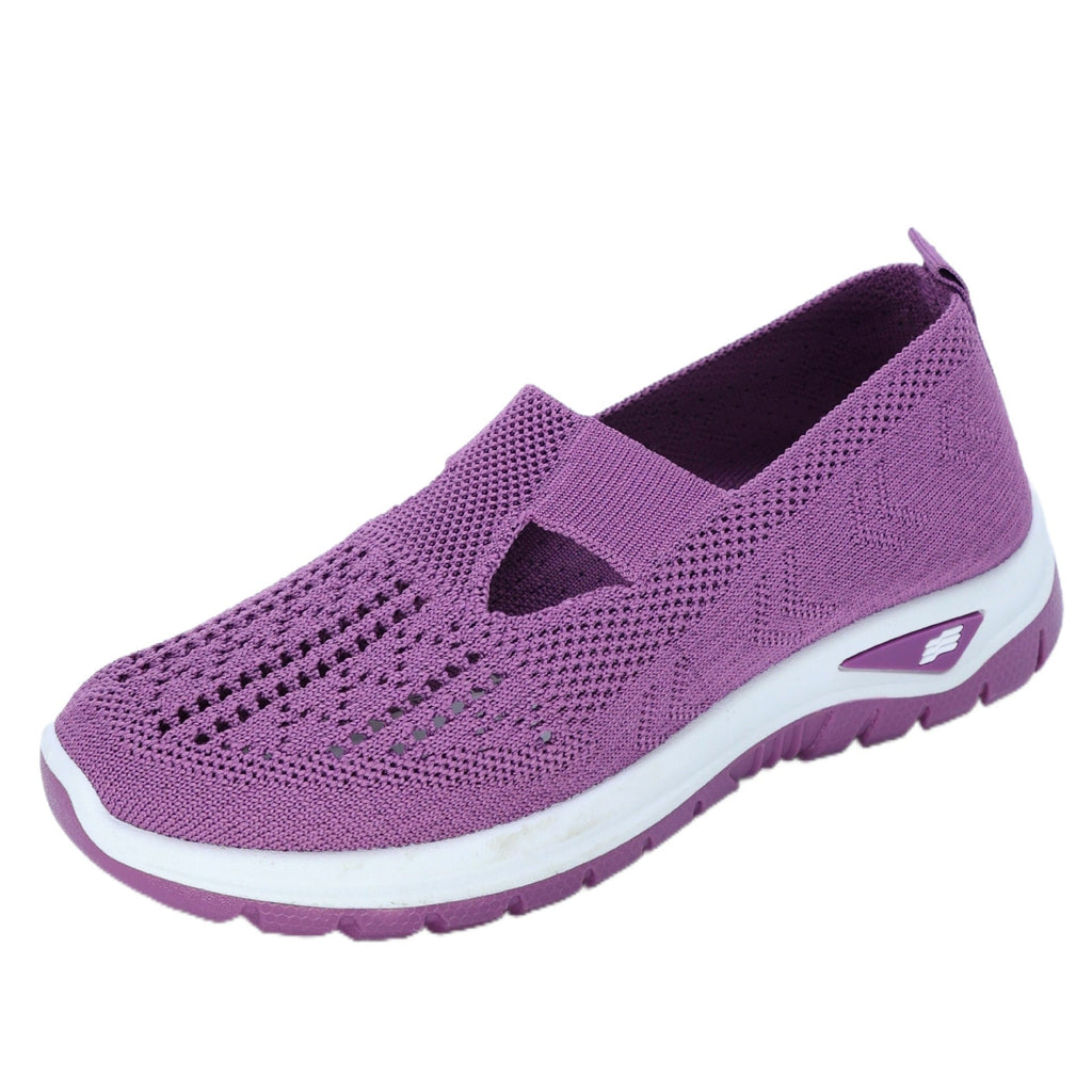 Breathable Knit Slip-On Sneakers Women - Lightweight Mesh Walking Shoes with Cutout Design