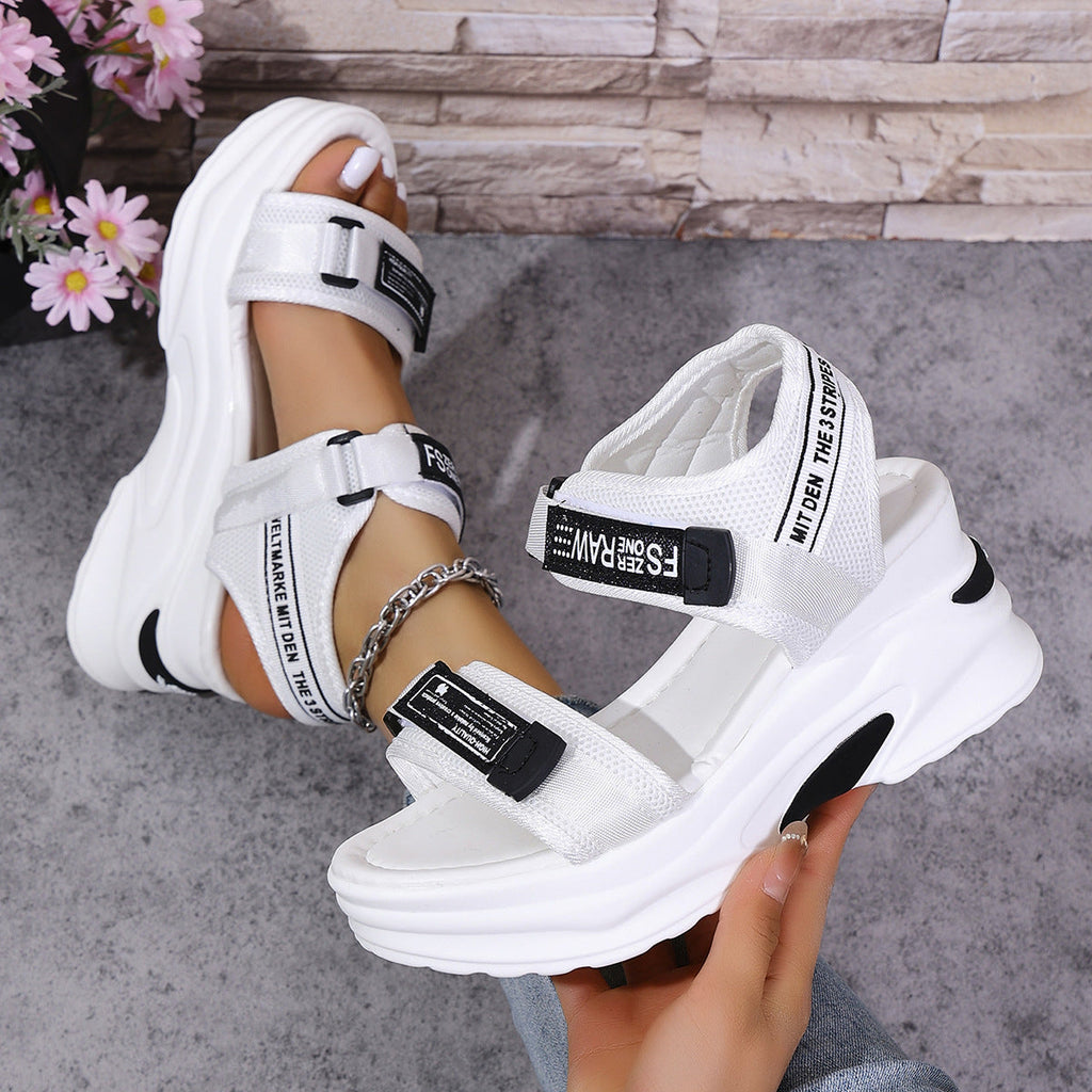7.5cm Platform Sport Sandals - Comfy Velcro Summer Shoes