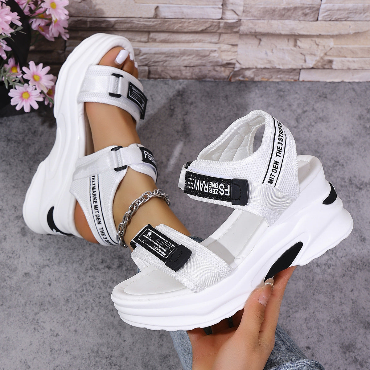 7.5cm Platform Sport Sandals - Comfy Velcro Summer Shoes