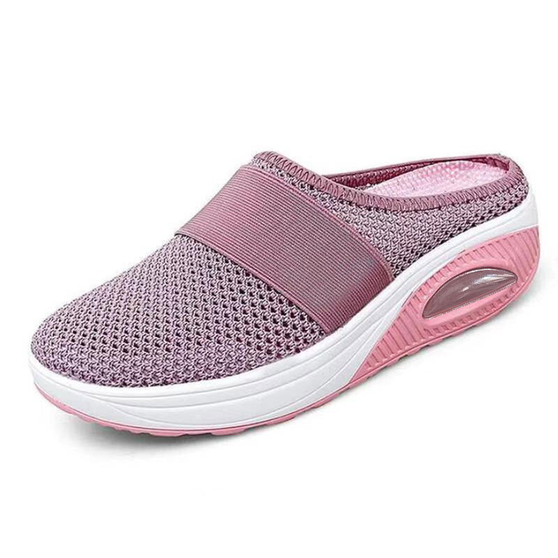 Women's Mesh Knit Slip-On Loafers - Comfortable Air Cushion Wedge Casual Shoes