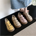 Women's Chunky Platform Mary Jane Sandals - Woven Cut-Out Buckle Flats