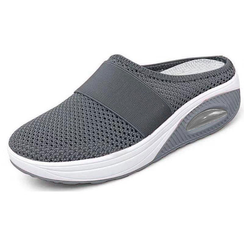 Women's Mesh Knit Slip-On Loafers - Comfortable Air Cushion Wedge Casual Shoes