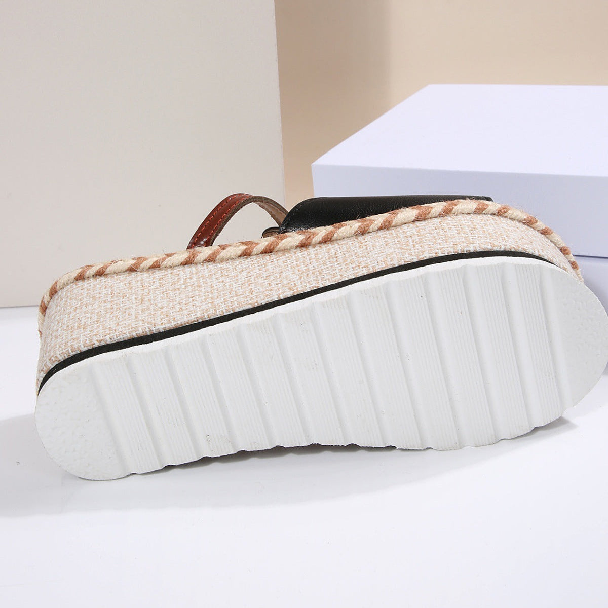 Women's Platform Wedge Espadrille Sandals - 8cm Chunky Peep Toe T-Strap Summer Sandals