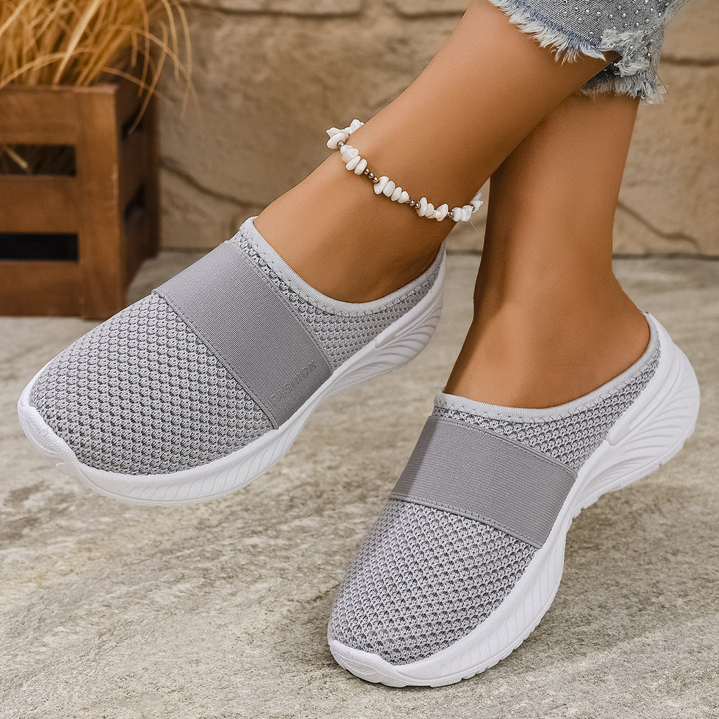 Women's Breathable Mesh Slip-On Sneakers - Lightweight Platform Casual Shoes