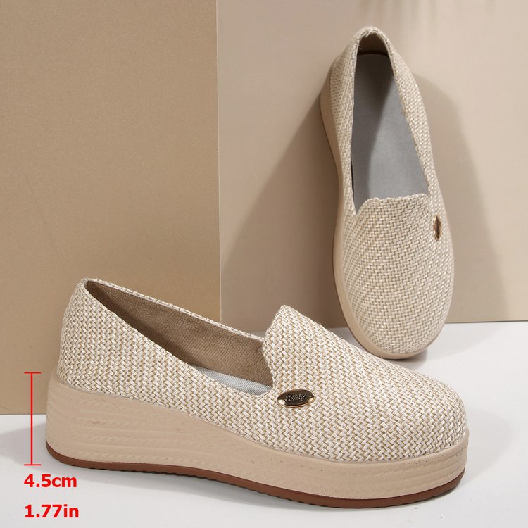 Women's Knit Platform Slip-On Shoes - Casual Wedge Loafers