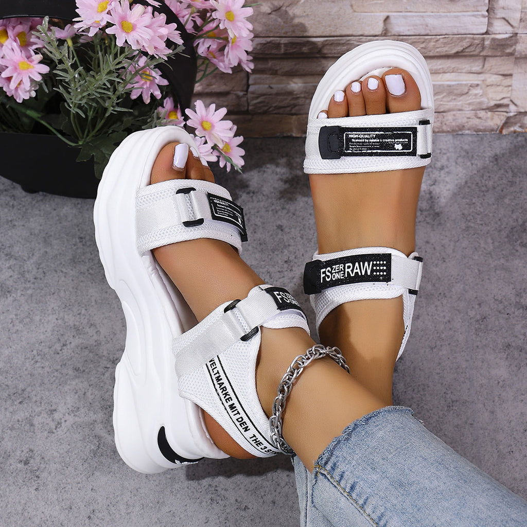 7.5cm Platform Sport Sandals - Comfy Velcro Summer Shoes
